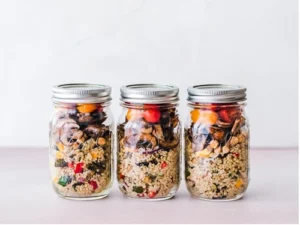 mason jar with healthy carb foods